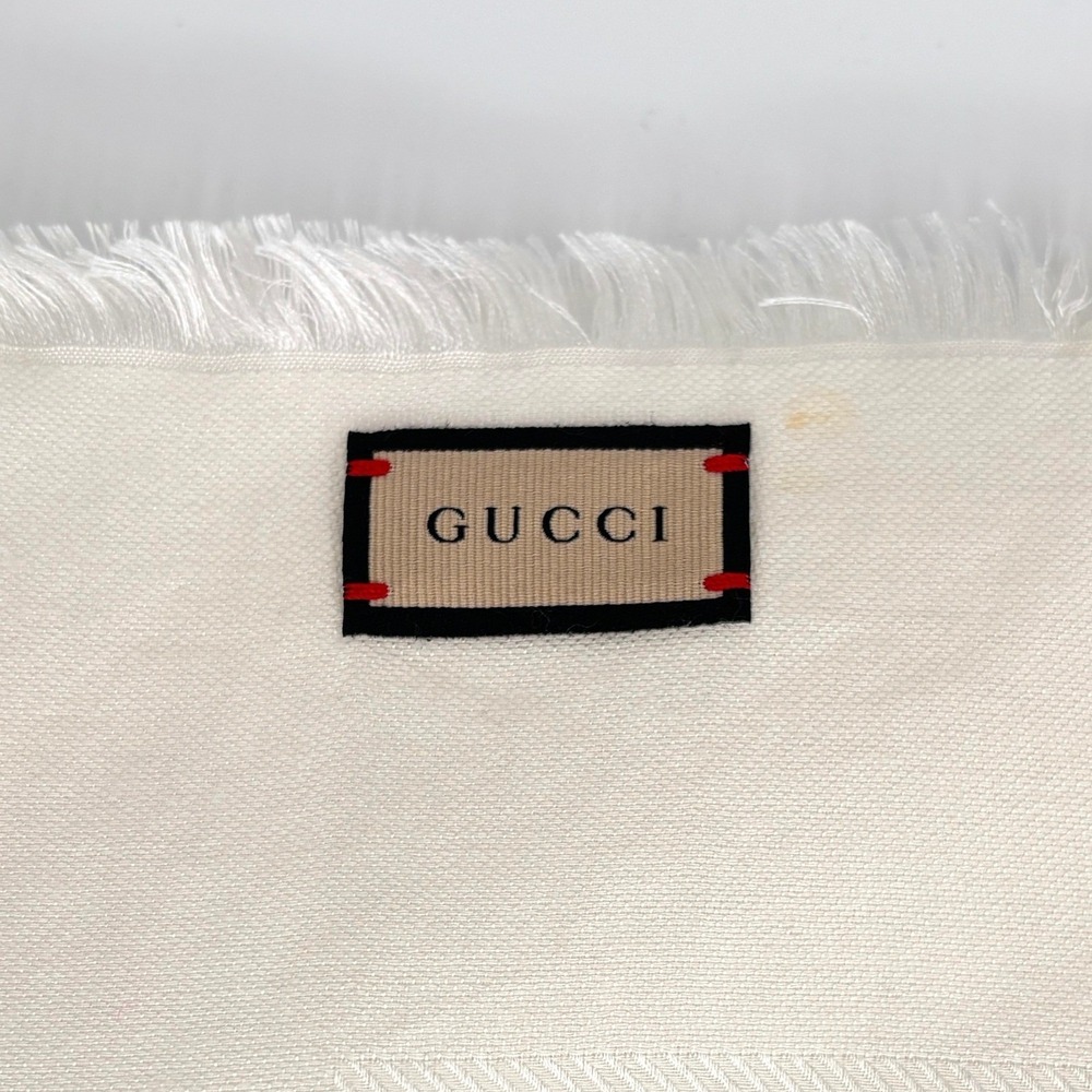 GUCCI GG Jacquard Silk Wool Shawl Scarf Ivory White Italy Large 140x140cm - Picture 3 of 11
